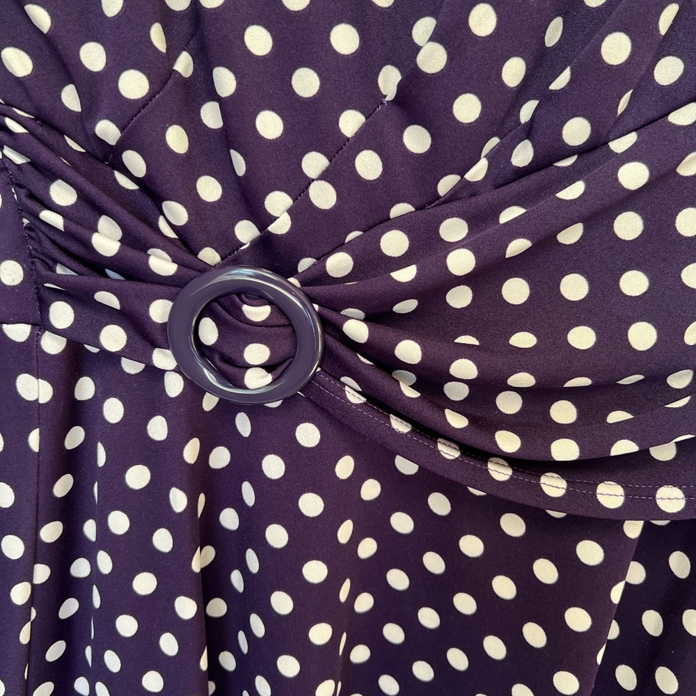**SOLD** Purple Flare Dress w/Cream Polka Dots Sz Small (runs large) - Picture 8 of 9